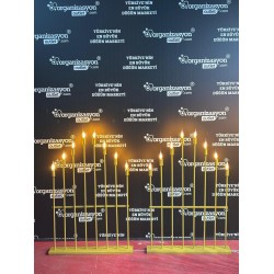 8’li Düz Kafa Merdiven Gold Mızrak Şamdan 120 cm / Düğün Ekipmanları  8’li Düz Kafa Merdiven Gold Mızrak Şamdan 120 cm / Düğün Ekipmanları